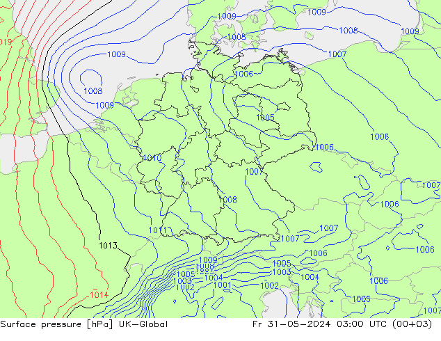 Surface pressure UK-Global Fr 31.05.2024 03 UTC