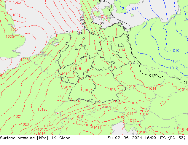 Atmosférický tlak UK-Global Ne 02.06.2024 15 UTC