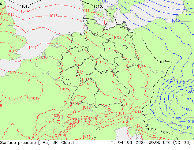 Pressione al suolo UK-Global mar 04.06.2024 00 UTC