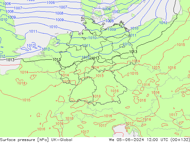 Luchtdruk (Grond) UK-Global wo 05.06.2024 12 UTC