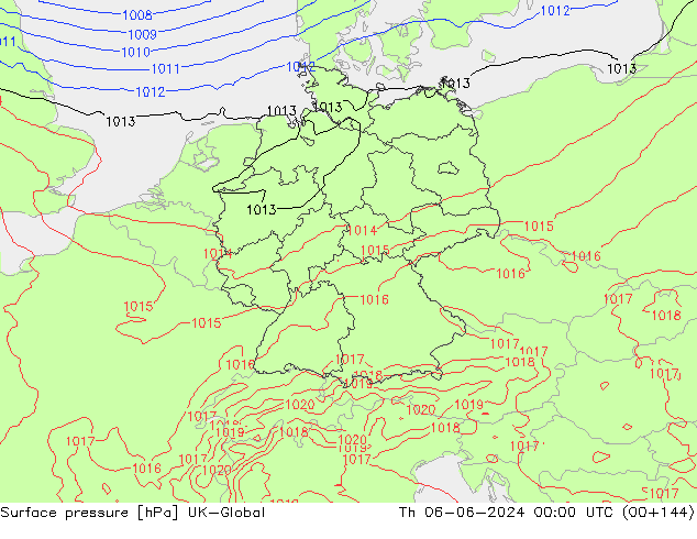 Atmosférický tlak UK-Global Čt 06.06.2024 00 UTC
