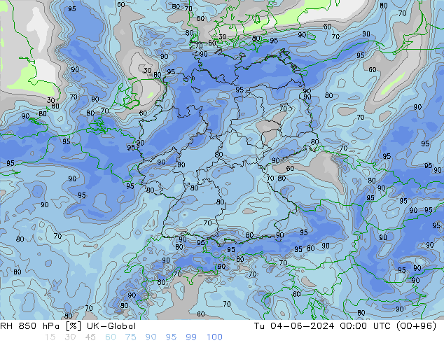 850 hPa Nispi Nem UK-Global Sa 04.06.2024 00 UTC