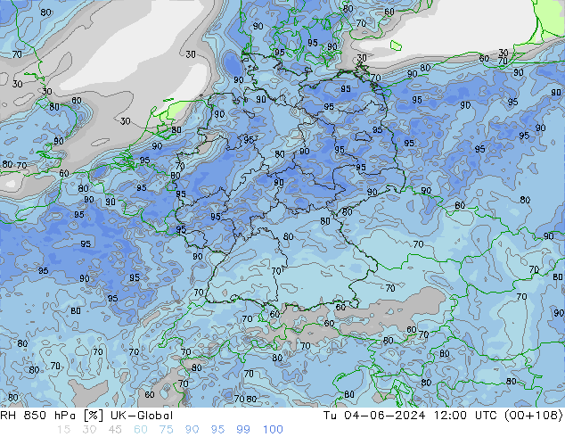 RH 850 hPa UK-Global  04.06.2024 12 UTC