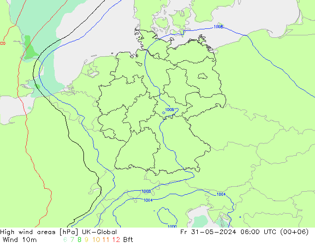 High wind areas UK-Global Fr 31.05.2024 06 UTC