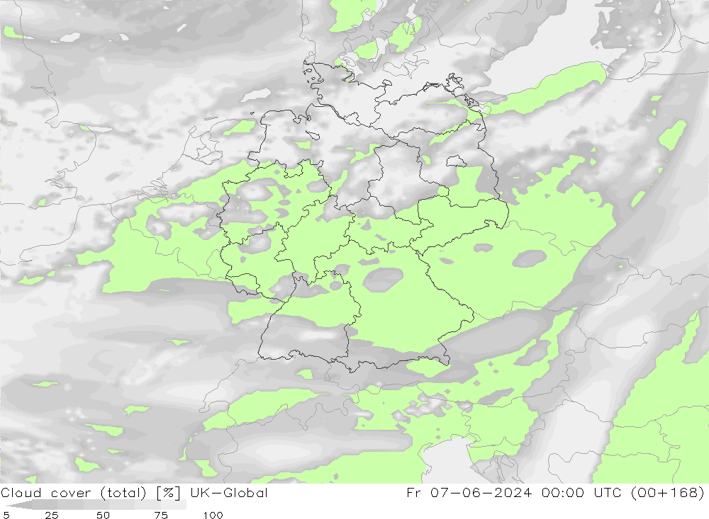 Wolken (gesamt) UK-Global Fr 07.06.2024 00 UTC