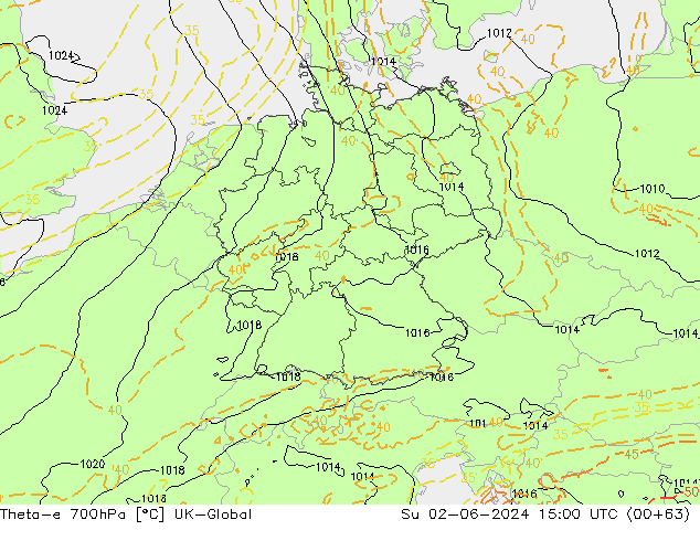 Theta-e 700hPa UK-Global Dom 02.06.2024 15 UTC