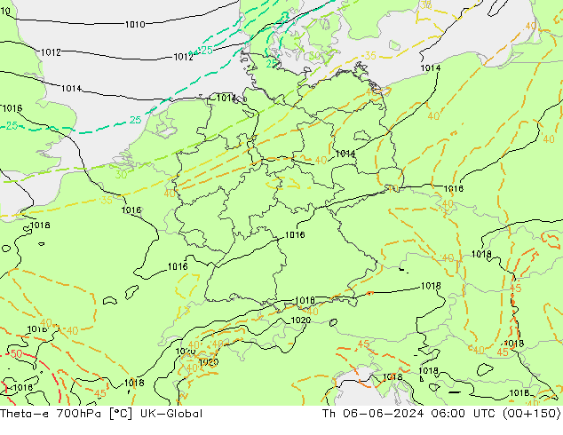 Theta-e 700hPa UK-Global Per 06.06.2024 06 UTC