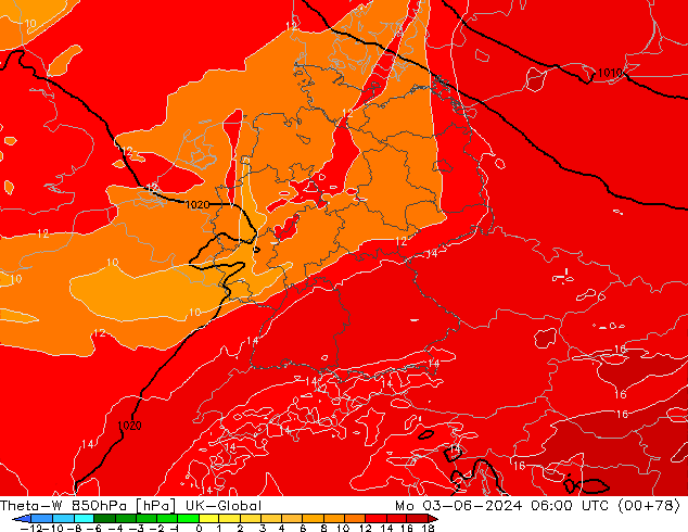 Theta-W 850hPa UK-Global  03.06.2024 06 UTC