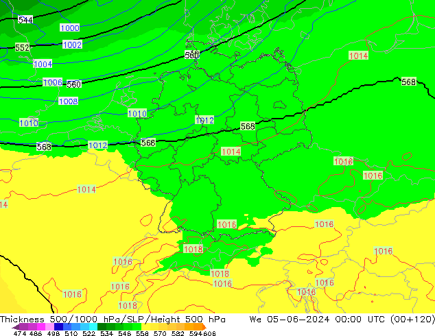 Thck 500-1000гПа UK-Global ср 05.06.2024 00 UTC