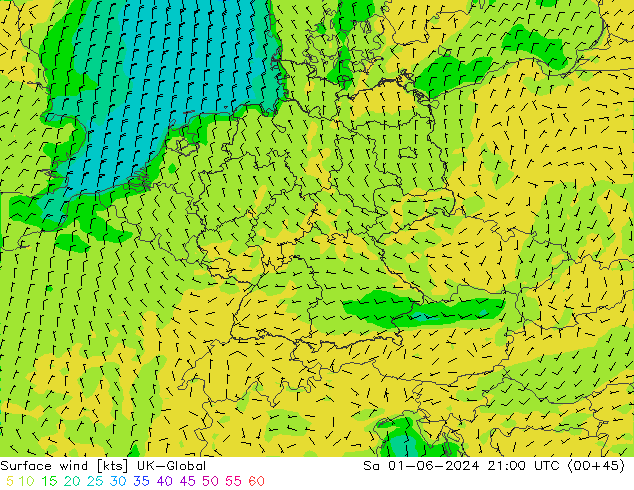 Surface wind UK-Global Sa 01.06.2024 21 UTC