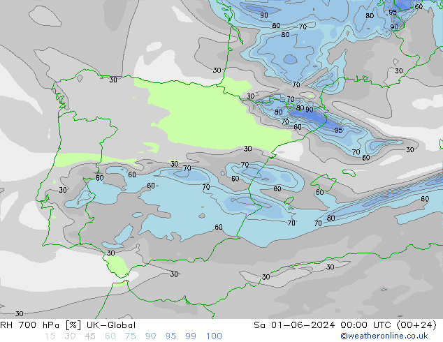 RH 700 hPa UK-Global Sa 01.06.2024 00 UTC