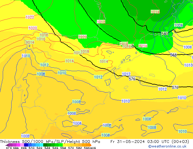 Thck 500-1000hPa UK-Global Sex 31.05.2024 03 UTC