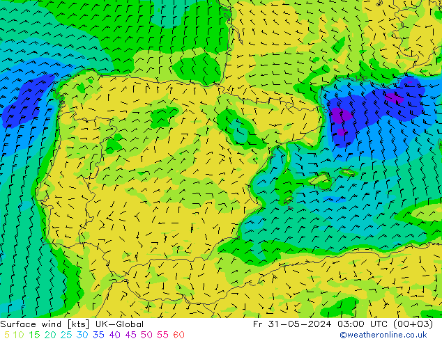 Surface wind UK-Global Fr 31.05.2024 03 UTC