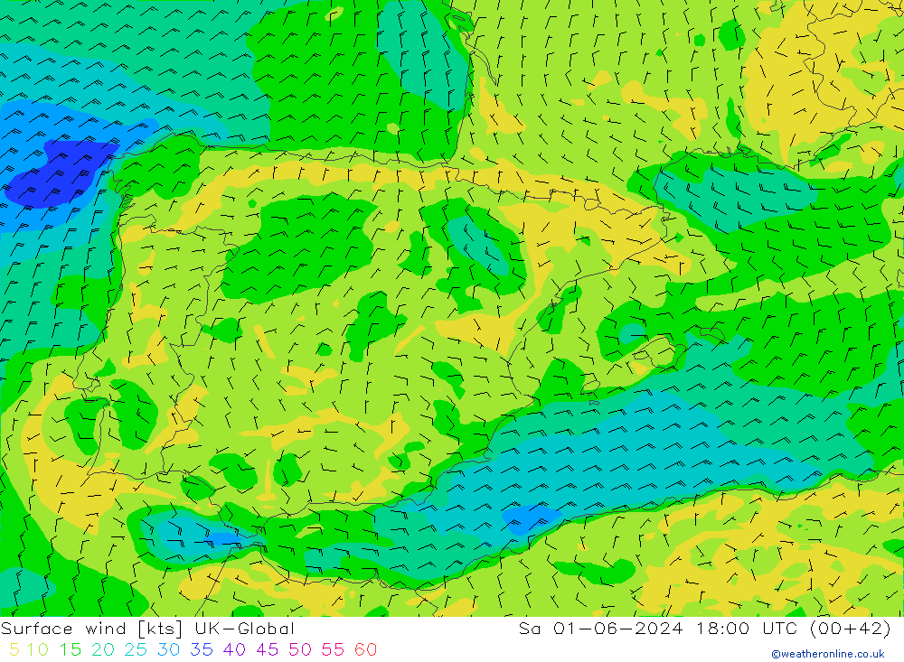 Vento 10 m UK-Global sab 01.06.2024 18 UTC