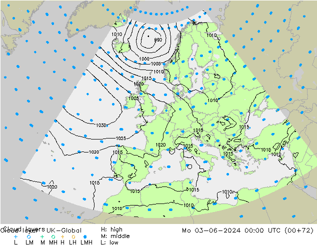 Wolkenschichten UK-Global Mo 03.06.2024 00 UTC