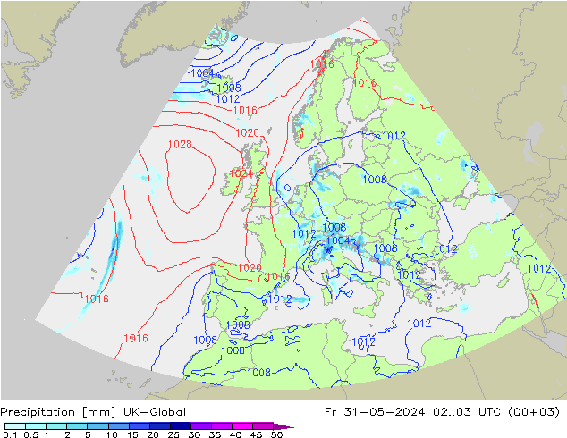 Precipitation UK-Global Fr 31.05.2024 03 UTC