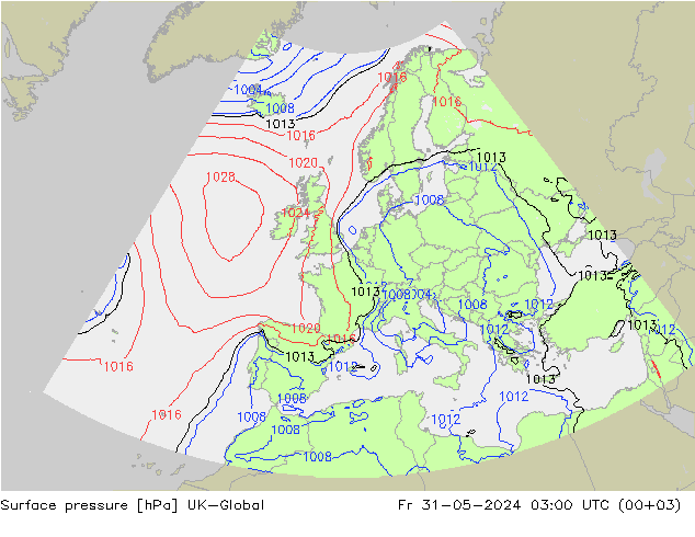 地面气压 UK-Global 星期五 31.05.2024 03 UTC