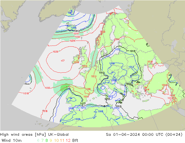High wind areas UK-Global sáb 01.06.2024 00 UTC