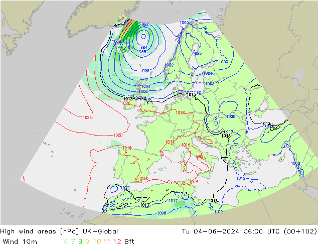 High wind areas UK-Global Tu 04.06.2024 06 UTC