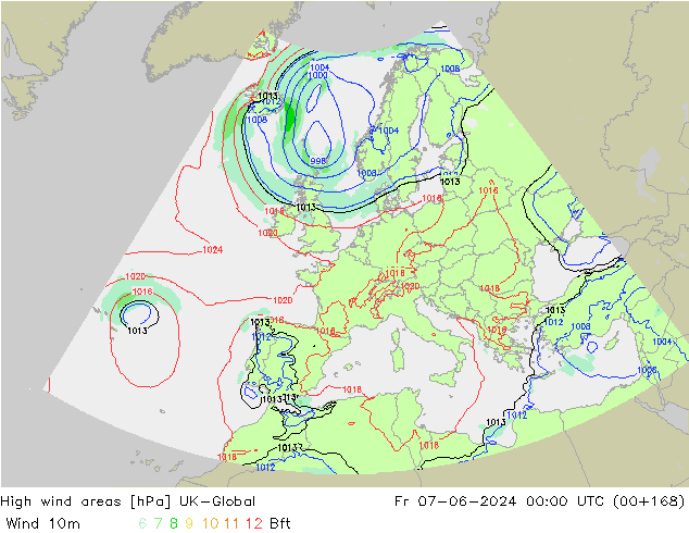 High wind areas UK-Global Fr 07.06.2024 00 UTC