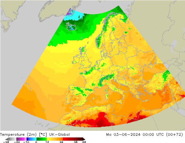 température (2m) UK-Global lun 03.06.2024 00 UTC