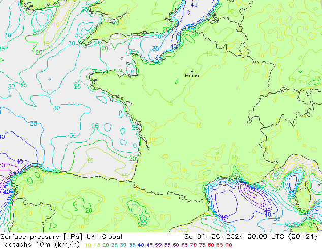 Isotachs (kph) UK-Global So 01.06.2024 00 UTC