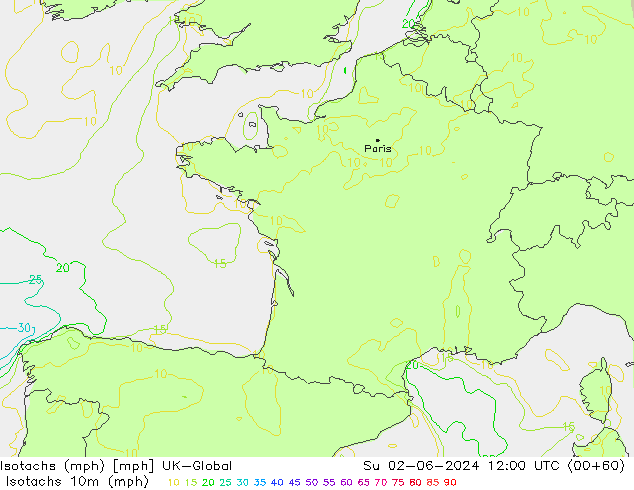 Isotachs (mph) UK-Global  02.06.2024 12 UTC