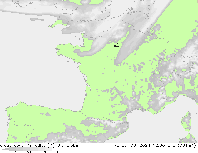 Cloud cover (middle) UK-Global Mo 03.06.2024 12 UTC