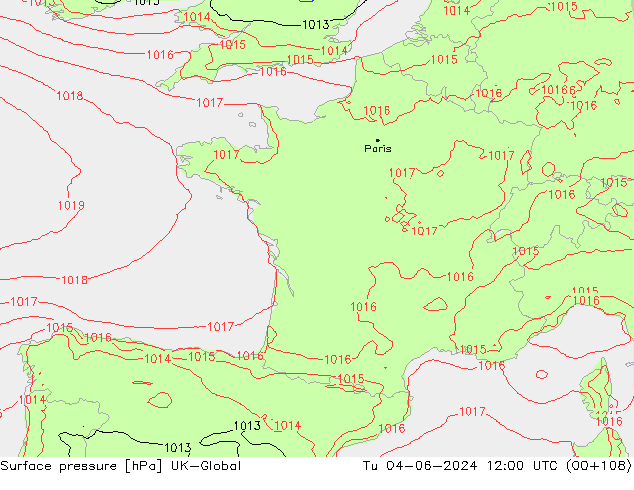 Luchtdruk (Grond) UK-Global di 04.06.2024 12 UTC