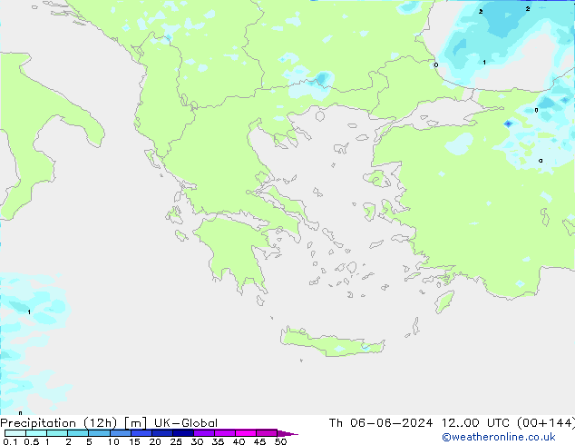 осадки (12h) UK-Global чт 06.06.2024 00 UTC