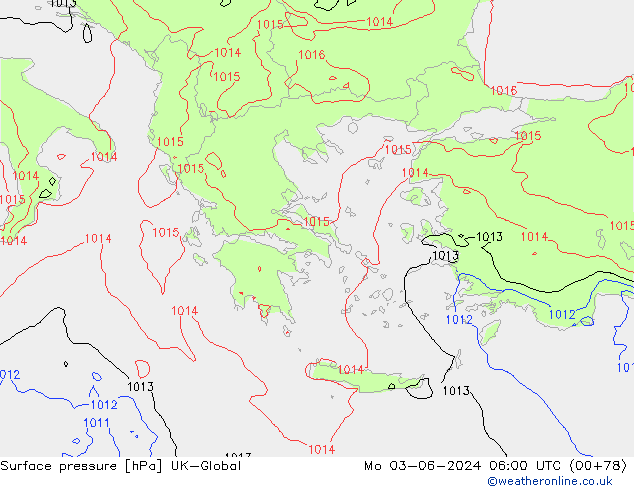 Surface pressure UK-Global Mo 03.06.2024 06 UTC