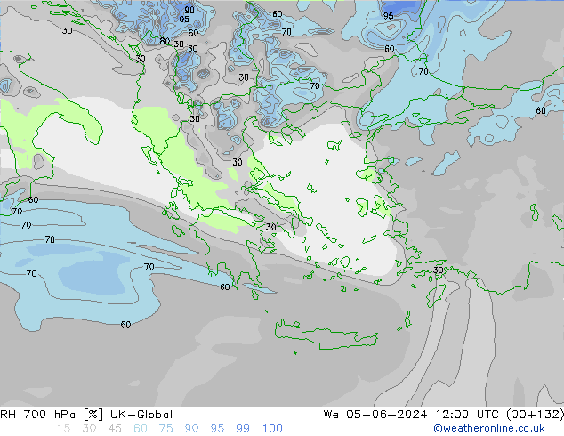 RH 700 hPa UK-Global Mi 05.06.2024 12 UTC