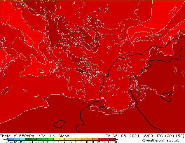 Theta-W 850hPa UK-Global  06.06.2024 18 UTC