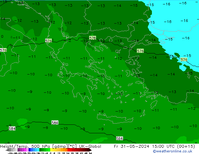 Height/Temp. 500 hPa UK-Global Fr 31.05.2024 15 UTC