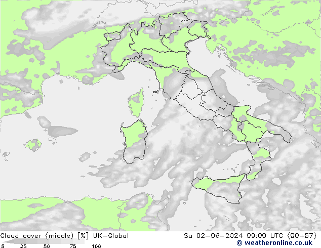 Cloud cover (middle) UK-Global Su 02.06.2024 09 UTC
