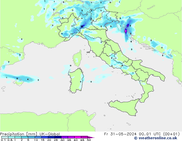 Precipitación UK-Global vie 31.05.2024 01 UTC