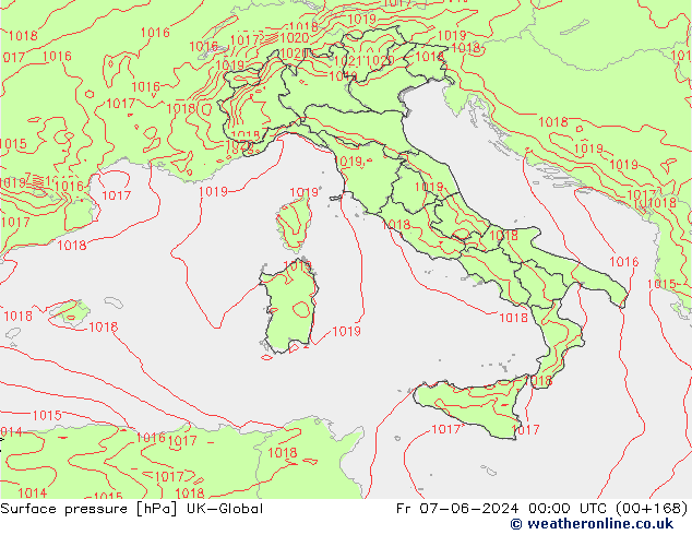 Surface pressure UK-Global Fr 07.06.2024 00 UTC