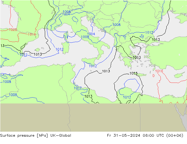 Luchtdruk (Grond) UK-Global vr 31.05.2024 06 UTC