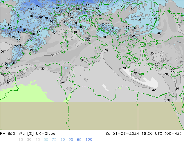 RH 850 hPa UK-Global Sa 01.06.2024 18 UTC