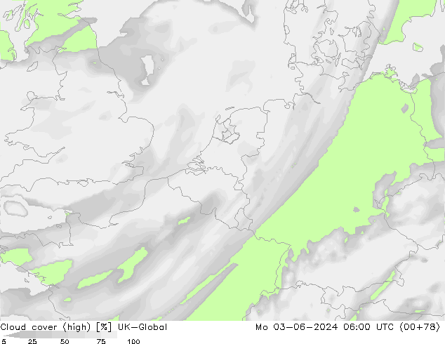 Cloud cover (high) UK-Global Mo 03.06.2024 06 UTC