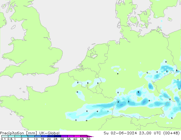 Precipitazione UK-Global dom 02.06.2024 00 UTC