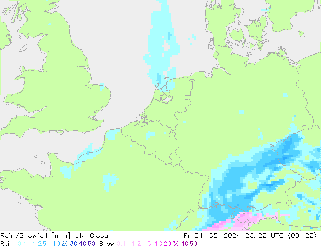 Regen/Schneefall UK-Global Fr 31.05.2024 20 UTC