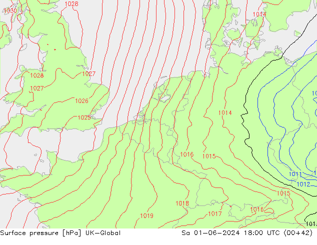 Luchtdruk (Grond) UK-Global za 01.06.2024 18 UTC