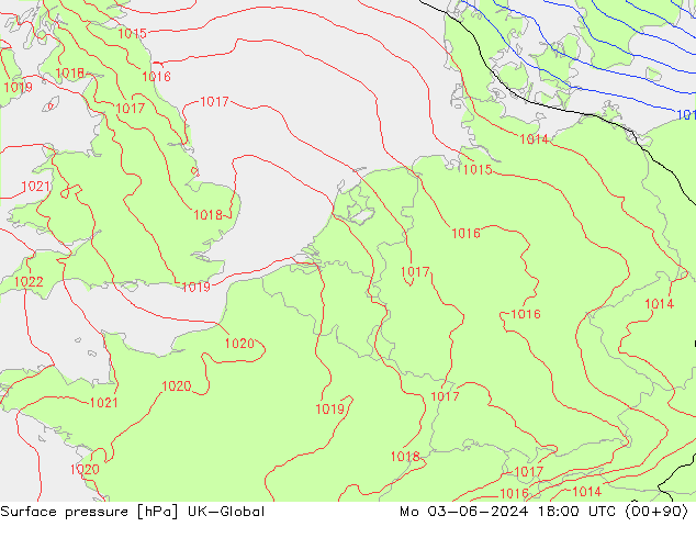 Surface pressure UK-Global Mo 03.06.2024 18 UTC