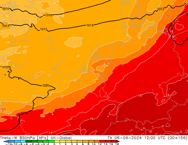 Theta-W 850hPa UK-Global Th 06.06.2024 12 UTC