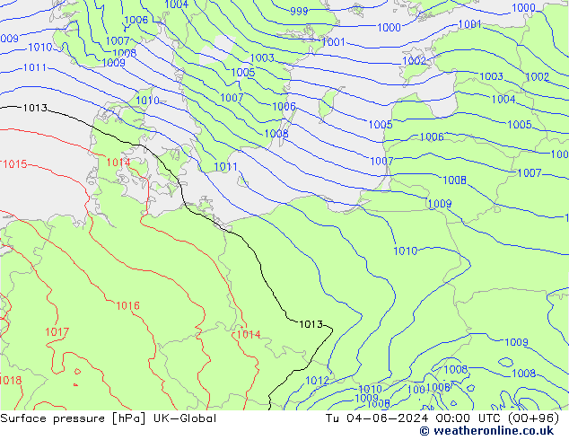 Atmosférický tlak UK-Global Út 04.06.2024 00 UTC