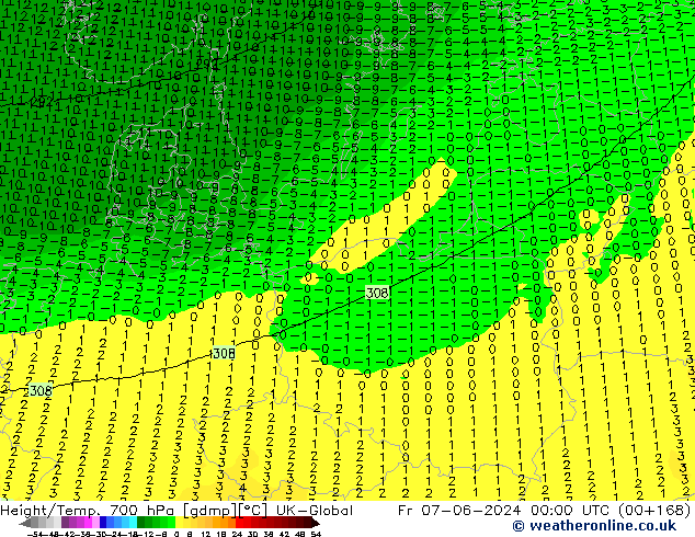 Height/Temp. 700 hPa UK-Global pt. 07.06.2024 00 UTC