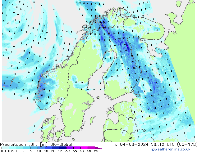 Yağış (6h) UK-Global Sa 04.06.2024 12 UTC