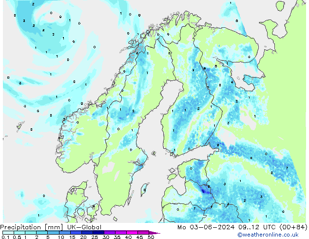 Precipitation UK-Global Mo 03.06.2024 12 UTC