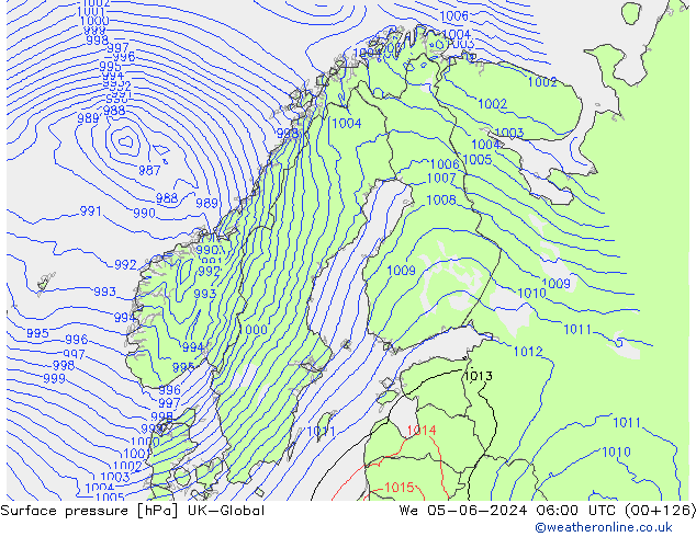 pressão do solo UK-Global Qua 05.06.2024 06 UTC